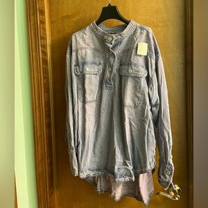 We the Free/Free People denim shirt jacket - new with tags. Lilac overdye.